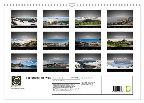 Produktbild: Panorama Schweiz (Wandkalender 2026 DIN A3 quer), CALVENDO Monatskalender