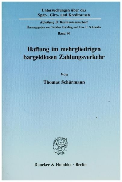 Produktbild: Haftung im mehrgliedrigen bargeldlosen Zahlungsverkehr.