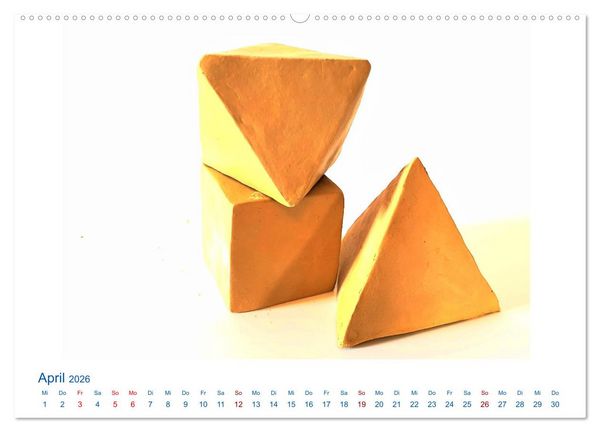 Produktbild: Formvollendete Symmetrie - Die platonischen K&ouml;rper modelliert mit Ton (Wandkalender 2026 DIN A2 quer), CALVENDO Monatskalender
