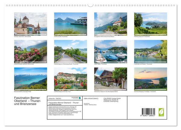 Produktbild: Faszination Berner Oberland - Thuner- und Brienzersee (hochwertiger Premium Wandkalender 2026 DIN A2 quer), Kunstdruck in Hochglanz