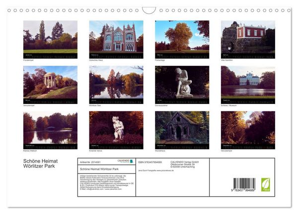 Produktbild: Sch&ouml;ne Heimat W&ouml;rlitzer Park (Wandkalender 2026 DIN A3 quer), CALVENDO Monatskalender