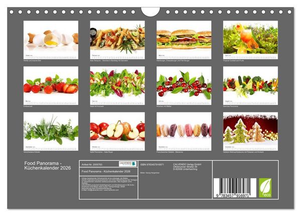 Produktbild: Food Panorama - K&uuml;chenkalender 2026 (Wandkalender 2026 DIN A4 quer), CALVENDO Monatskalender