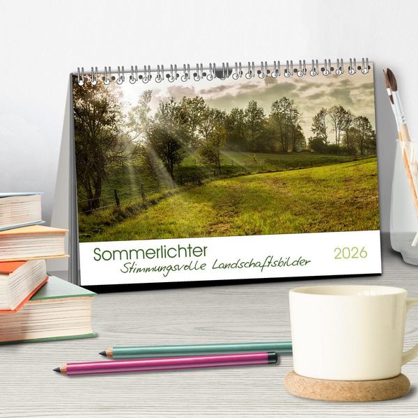 Produktbild: Sommerlichter - Stimmungsvolle Landschaftsbilder (Tischkalender 2026 DIN A5 quer), CALVENDO Monatskalender