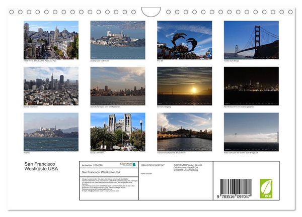 Produktbild: San Francisco Westk&uuml;ste USA (Wandkalender 2026 DIN A4 quer), CALVENDO Monatskalender