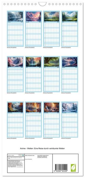 Produktbild: Familienplaner 2027 - Anime - Welten: Eine Reise durch vertr&auml;umte Welten mit 5 Spalten (Wandkalender, 21 x 45 cm) CALVENDO