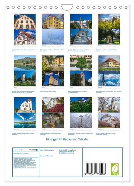 Produktbild: Hilzingen im Hegau und Teilorte (Wandkalender 2027 DIN A4 hoch), CALVENDO Monatskalender