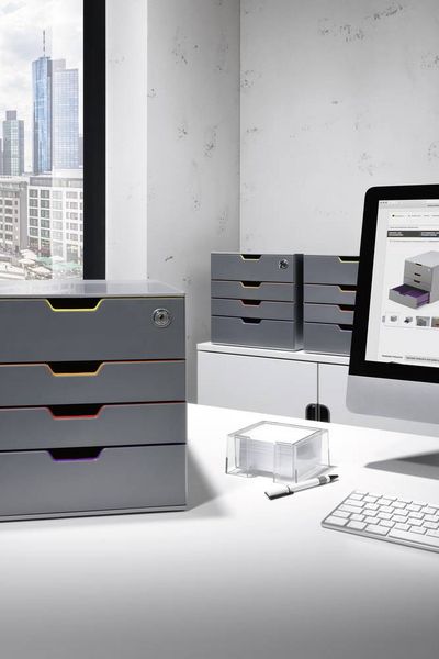 Produktbild: Durable VARICOLOR 4 SAFE - 7606 760627 Schubladenbox Grau DIN A4, DIN C4, Folio, Letter Anzahl der Schubf&auml;cher: 4