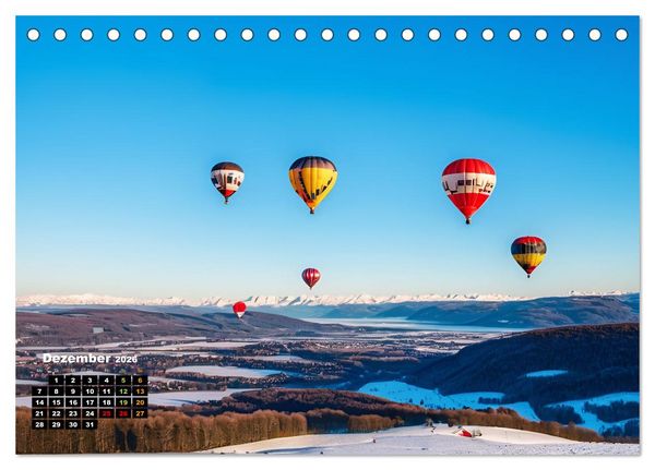 Produktbild: Freiheit in den L&uuml;ften . Mit dem Hei&szlig;luftballon unterwegs (Tischkalender 2026 DIN A5 quer), CALVENDO Monatskalender