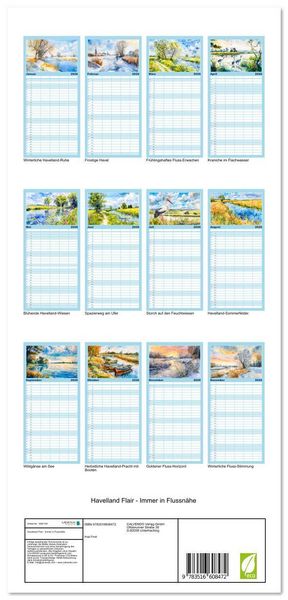 Produktbild: Familienplaner 2026 - Havelland Flair - Immer in Flussn&auml;he mit 5 Spalten (Wandkalender, 21 x 45 cm) CALVENDO