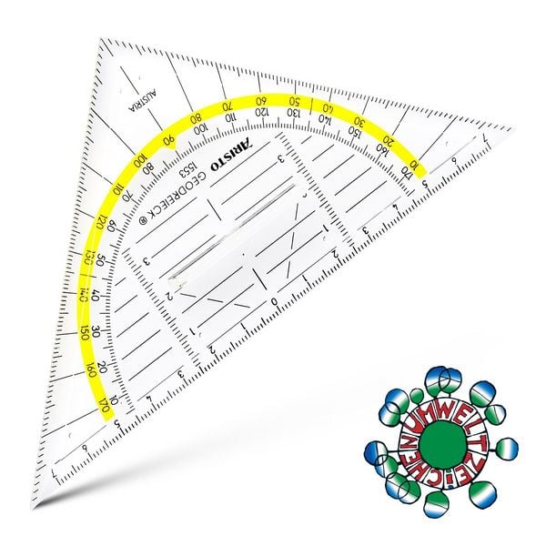 Produktbild: ARISTO Geodreieck 16 cm mit Griff, Facette und Tuschenoppen