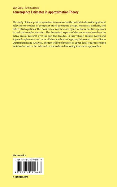 Produktbild: Convergence Estimates in Approximation Theory