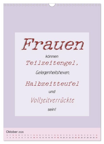 Produktbild: Was Mann &uuml;ber Frau wissen sollte und umgekehrt ... (Wandkalender 2026 DIN A3 hoch), CALVENDO Monatskalender