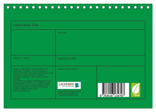 Produktbild: Faszination Eifel (Tischkalender 2026 DIN A5 quer), CALVENDO Monatskalender