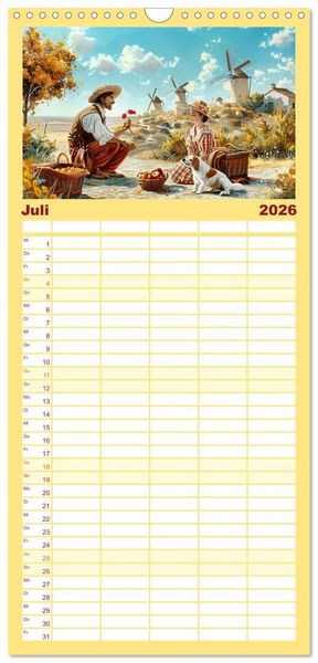 Produktbild: Familienplaner 2026 - B&uuml;cher, Liebe und ein kleiner Hund mit 5 Spalten (Wandkalender, 21 x 45 cm) CALVENDO