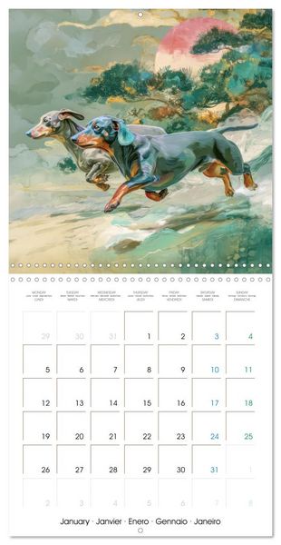 Produktbild: Dachshunds Illustrations - A hunter with humorous nature (Wall Calendar 2026 12 &times; 12 Inch) CALVENDO 12 Month Wall Calendar