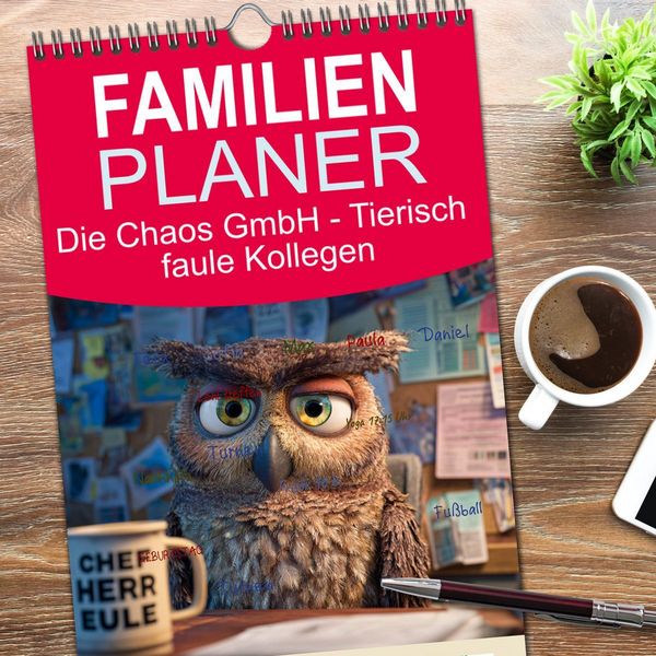 Produktbild: Familienplaner 2026 - Die Chaos GmbH - Tierisch faule Kollegen mit 5 Spalten (Wandkalender, 21 x 45 cm) CALVENDO