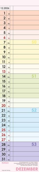 Produktbild: Planer Farbenfroh 2026 - Streifen-Kalender 11,3x49x5 cm - Küchenkalender - Wandplaner - Alpha Edition