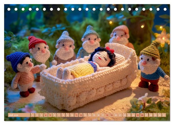 Produktbild: Amigurumi M&auml;rchenstunde nach den Gebr&uuml;dern Grimm (Tischkalender 2026 DIN A5 quer), CALVENDO Monatskalender