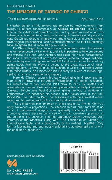 Produktbild: Memoirs of Giorgio de Chirico