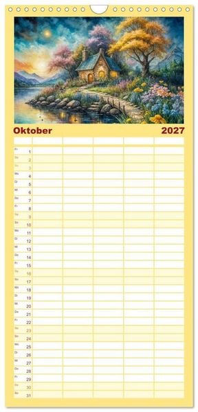 Produktbild: Familienplaner 2027 - Zauberhafte Feenh&auml;user - Wunderwelt der magischen Orte voller Fantasie mit 5 Spalten (Wandkalender, 21 x 45 cm) CALVENDO