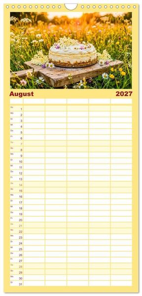 Produktbild: Familienplaner 2027 - K&auml;sekuchen Kalender - K&ouml;stliche Dessertmomente mit 5 Spalten (Wandkalender, 21 x 45 cm) CALVENDO