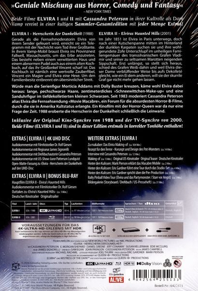 Produktbild: Elvira - Herrscherin der Dunkelheit (inkl. Elvira's Haunted Hills) - 2-Disc Limited Collector's Edition Mediabook (4K Ultra HD) (+ Bonus-Blu-ray)
