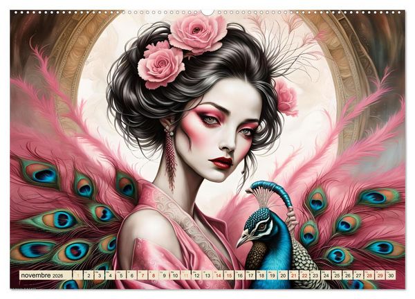 Produktbild: Les murmures des paons (Calendrier mural 2026 DIN A2 vertical), CALVENDO calendrier mensuel
