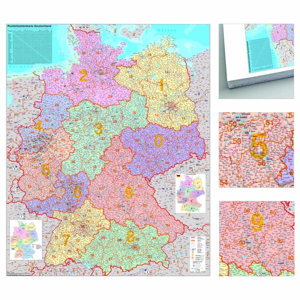 Produktbild: Deutschland Postleitzahlenkarte Karte zum Pinnen auf EasyPrint - Platte