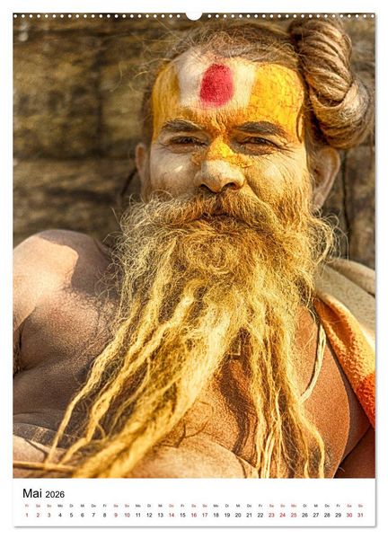 Produktbild: Sadhus - Die heiligen M&auml;nner von Nepal (hochwertiger Premium Wandkalender 2026 DIN A2 hoch), Kunstdruck in Hochglanz