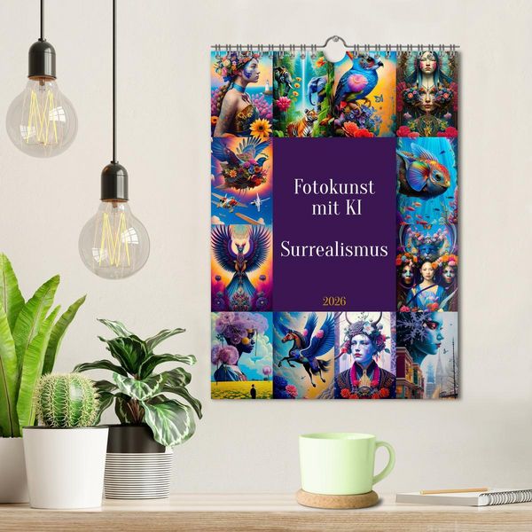 Produktbild: Fotokunst mit KI - Surrealismus (Wandkalender 2026 DIN A4 hoch), CALVENDO Monatskalender