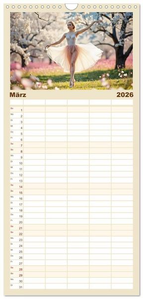 Produktbild: Familienplaner 2026 - Fl&uuml;gel aus Licht - Ballett in der Poesie der Natur mit 5 Spalten (Wandkalender, 21 x 45 cm) CALVENDO