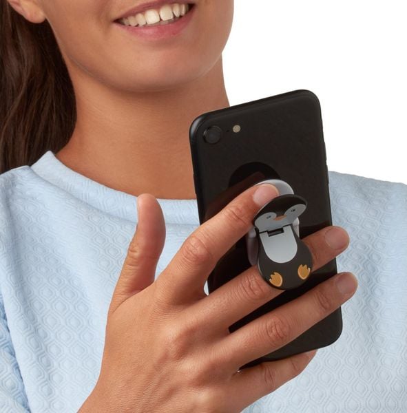 Produktbild: Zipgrips Pinguin - 2 in 1 Handy-Griff & Aufsteller - Sicherer Griff - Halter f&uuml;r Smartphones - Perfekte Selfies - Ideal f&uuml;r Videos