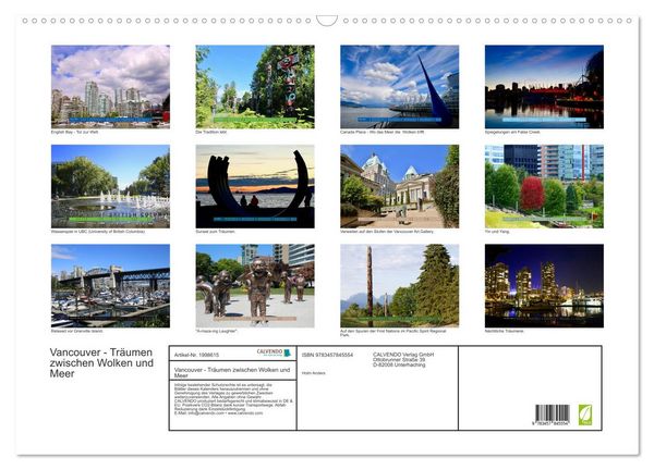Produktbild: Vancouver - Tr&auml;umen zwischen Wolken und Meer (Wandkalender 2026 DIN A2 quer), CALVENDO Monatskalender