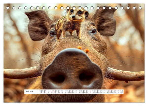 Produktbild: Tier Selfies (Tischkalender 2026 DIN A5 quer), CALVENDO Monatskalender
