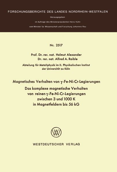 Produktbild: Magnetisches Verhalten von &gamma;-Fe-Ni-Cr-Legierungen