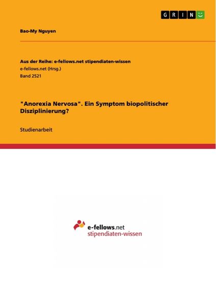 Produktbild: "Anorexia Nervosa". Ein Symptom biopolitischer Disziplinierung?
