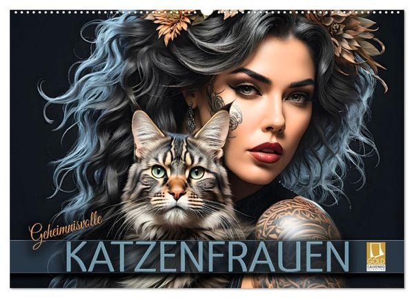 Produktbild: Geheimnisvolle Katzenfrauen (Wandkalender 2026 DIN A2 quer), CALVENDO Monatskalender