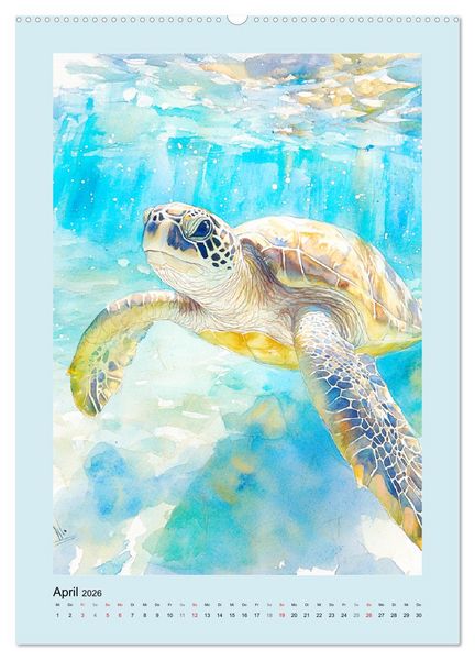 Produktbild: Ozeanpoesie. Die Unterwasserwelt im Aquarell-Stil (hochwertiger Premium Wandkalender 2026 DIN A2 hoch), Kunstdruck in Hochglanz