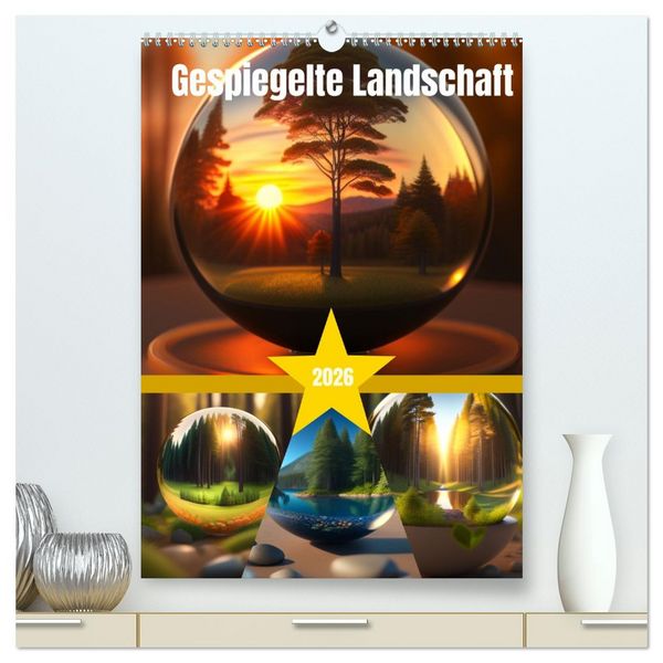 Produktbild: Gespiegelte Landschaft (hochwertiger Premium Wandkalender 2026 DIN A2 hoch), Kunstdruck in Hochglanz
