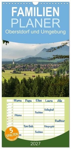 Produktbild: Familienplaner 2027 - Oberstdorf und Umgebung mit 5 Spalten (Wandkalender, 21 x 45 cm) CALVENDO