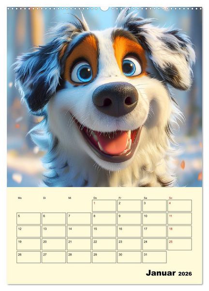 Produktbild: Entz&uuml;ckende Hunde. Liebliche Cartoons zum Schmunzeln (hochwertiger Premium Wandkalender 2026 DIN A2 hoch), Kunstdruck in Hochglanz