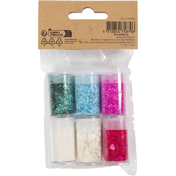 Produktbild: Creativ Company Biologisch abbaubarer Sparkles & Pailletten, Pastellfarben, 6x7 ml