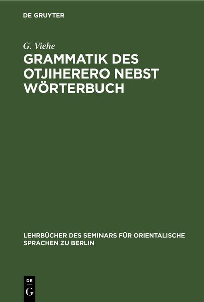 Produktbild: Grammatik des Otjiherero nebst W&ouml;rterbuch