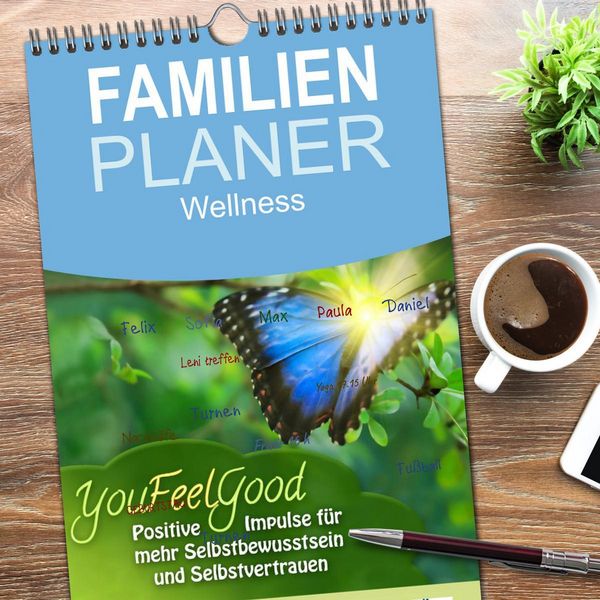 Produktbild: Familienplaner 2026 - YouFeelGood - Positive Impulse f&uuml;r mehr Selbstbewusstsein und Selbstvertrauen mit 5 Spalten (Wandkalender, 21 x 45 cm) CALVENDO