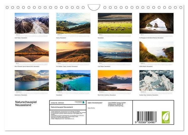 Produktbild: Naturschauspiel Neuseeland (Wandkalender 2027 DIN A4 quer), CALVENDO Monatskalender