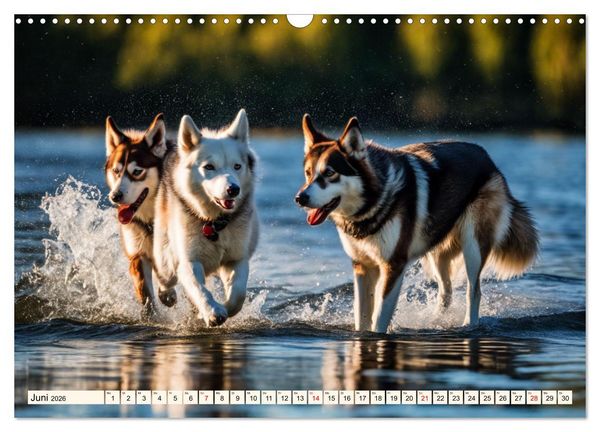 Produktbild: Siberian Huskies - die Extremsportler (Wandkalender 2026 DIN A3 quer), CALVENDO Monatskalender