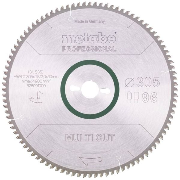 Metabo HW/CT 305X30 96 FZ/TR5 628091000 Hartmetall Kreissägeblatt 305 x 30 x 2 mm Zähneanzahl: 96 1 St.