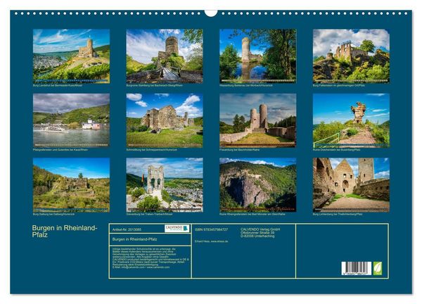 Produktbild: Burgen in Rheinland-Pfalz (Wandkalender 2026 DIN A2 quer), CALVENDO Monatskalender