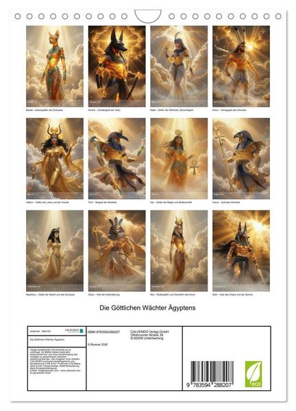 Produktbild: Die G&ouml;ttlichen W&auml;chter &Auml;gyptens (Wandkalender 2027 DIN A4 hoch), CALVENDO Monatskalender