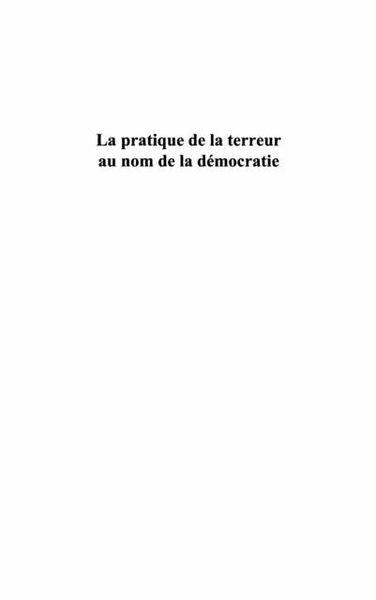 Produktbild: La pratique de la terreur au nom de la democratie